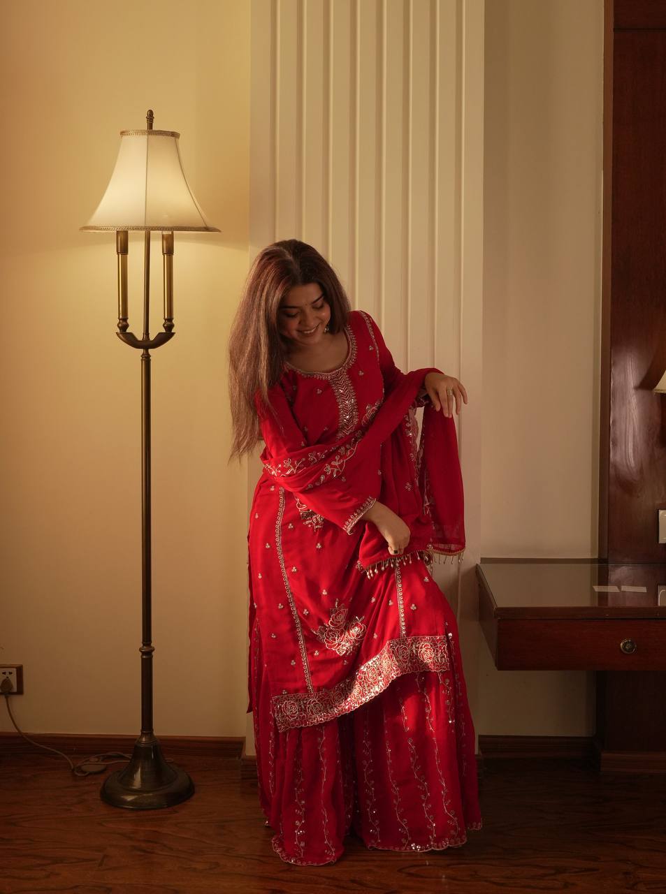 Premium Designer Gharara Suit Set with Embroidered Kurti & Dupatta