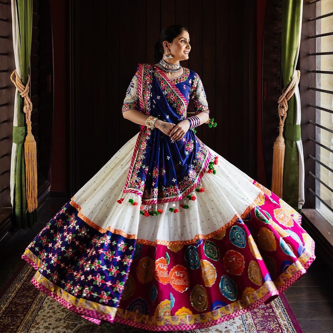 Navratri Special Muslin Cotton Lehenga Choli with Real Mirror Work & Digital Print Dupatta