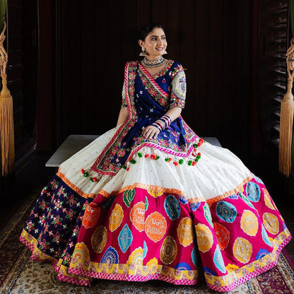 Navratri Special Muslin Cotton Lehenga Choli with Real Mirror Work & Digital Print Dupatta