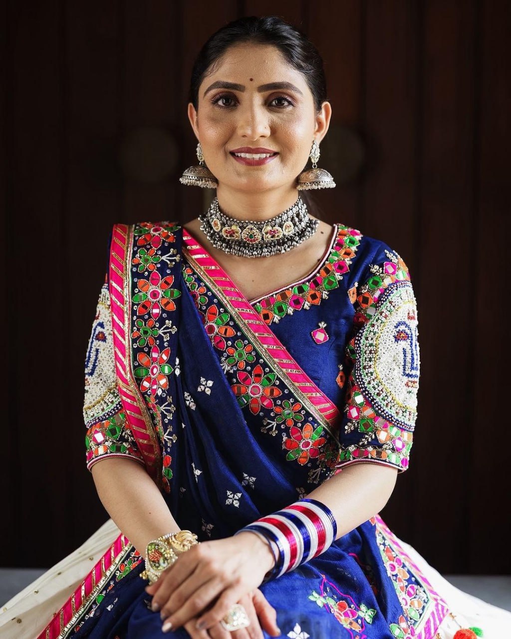 Navratri Special Muslin Cotton Lehenga Choli with Real Mirror Work & Digital Print Dupatta