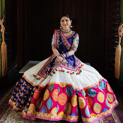 Navratri Special Muslin Cotton Lehenga Choli with Real Mirror Work & Digital Print Dupatta