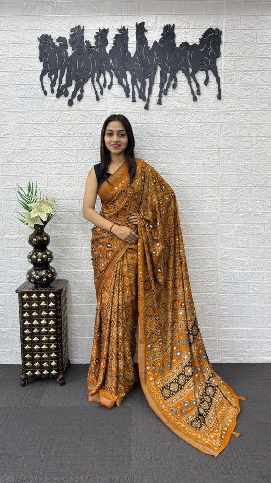 Designer Mirror Work Mall Cotton Saree for Women – Soft & Comfortable Traditional Saree