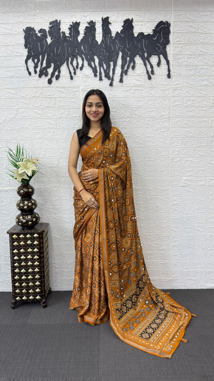 Designer Mirror Work Mall Cotton Saree for Women – Soft & Comfortable Traditional Saree