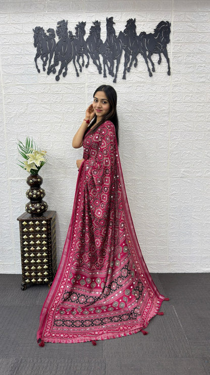 Designer Mirror Work Mall Cotton Saree for Women – Soft & Comfortable Traditional Saree