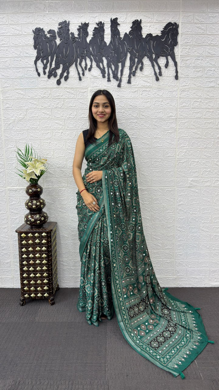 Designer Mirror Work Mall Cotton Saree for Women – Soft & Comfortable Traditional Saree