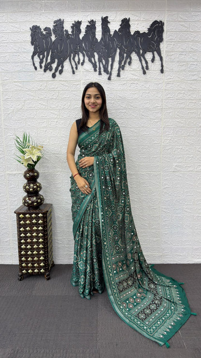 Designer Mirror Work Mall Cotton Saree for Women – Soft & Comfortable Traditional Saree