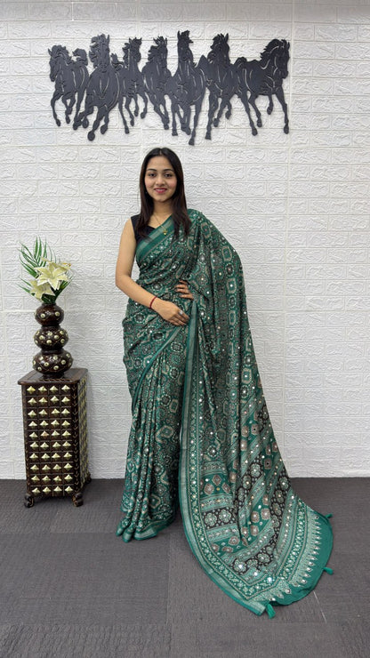 Designer Mirror Work Mall Cotton Saree for Women – Soft & Comfortable Traditional Saree