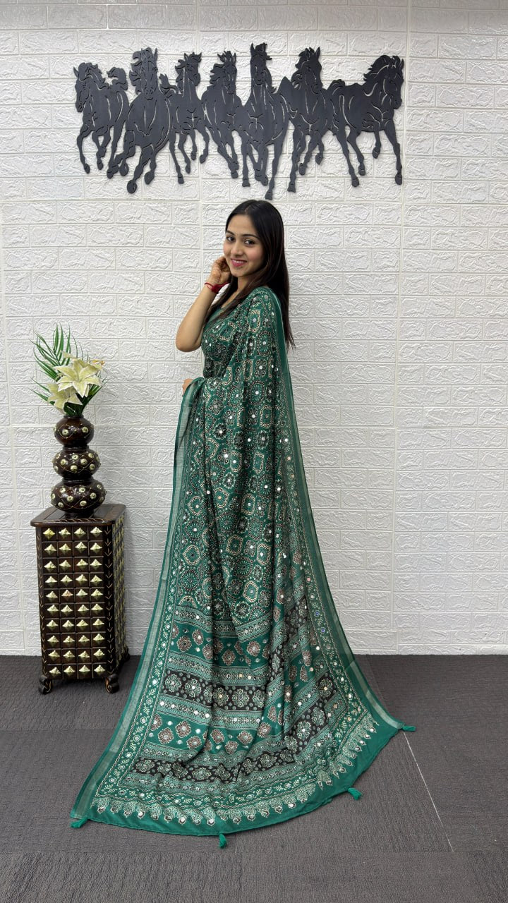 Designer Mirror Work Mall Cotton Saree for Women – Soft & Comfortable Traditional Saree
