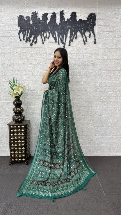 Designer Mirror Work Mall Cotton Saree for Women – Soft & Comfortable Traditional Saree