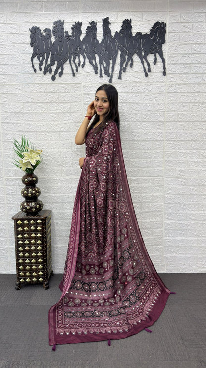Designer Mirror Work Mall Cotton Saree for Women – Soft & Comfortable Traditional Saree