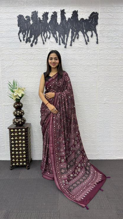 Designer Mirror Work Mall Cotton Saree for Women – Soft & Comfortable Traditional Saree