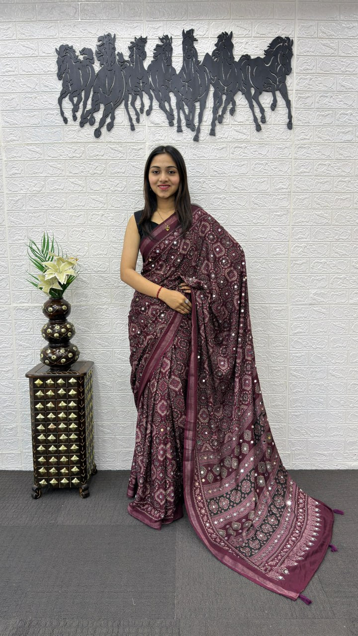 Designer Mirror Work Mall Cotton Saree for Women – Soft & Comfortable Traditional Saree