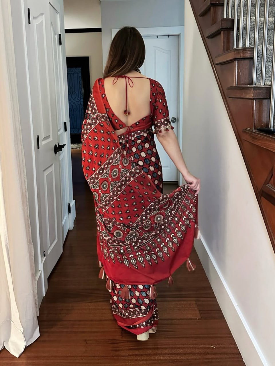 Royal Japan Satin Silk Saree with Heavy Mirror Work for Weddings, Parties & Traditional Functions