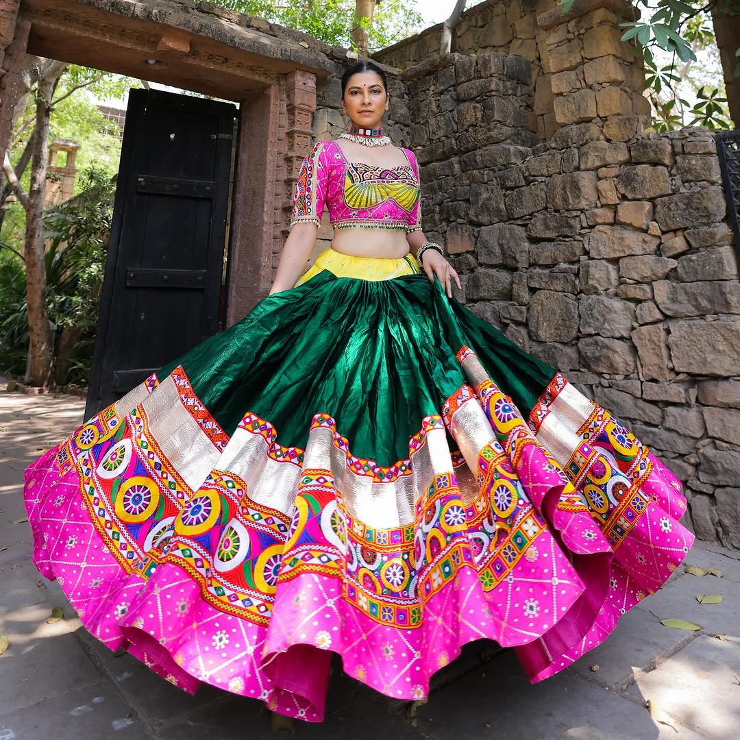 Premium Heavy Muslin Cotton Lehenga Choli with Digital Print & Real Mirror Work