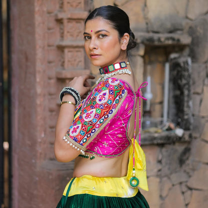 Premium Heavy Muslin Cotton Lehenga Choli with Digital Print & Real Mirror Work