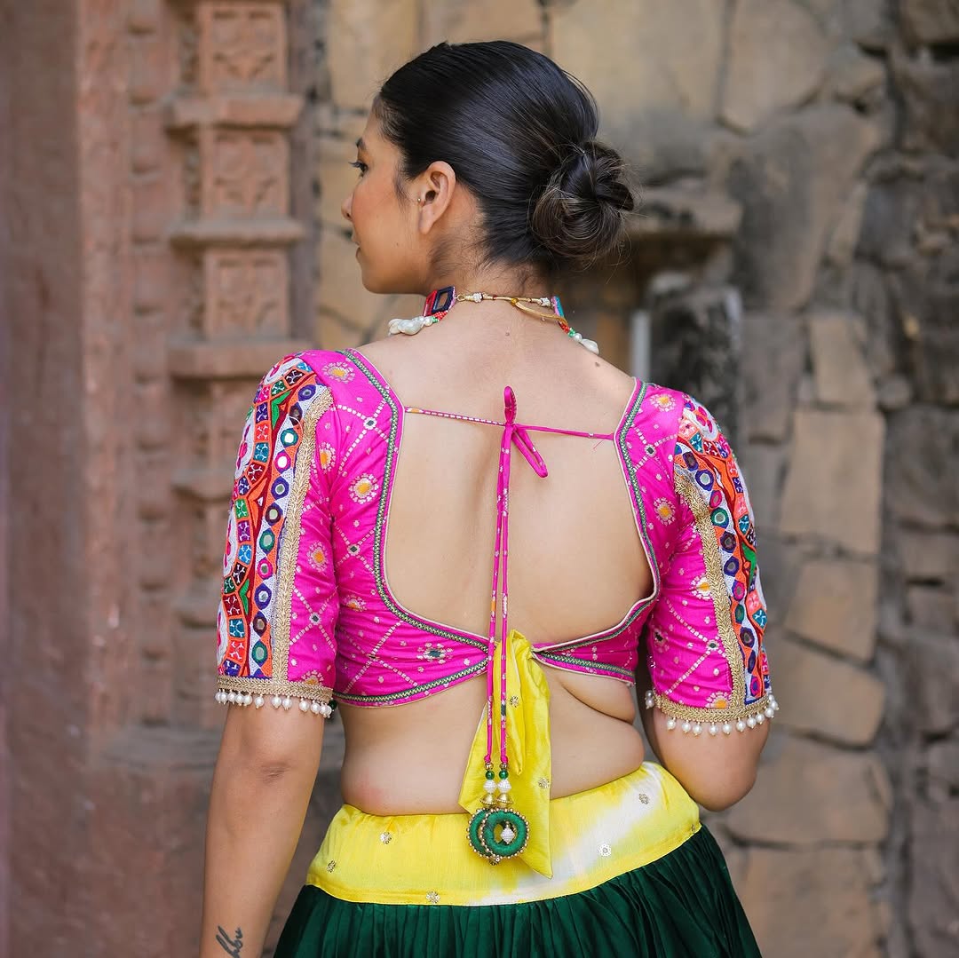 Premium Heavy Muslin Cotton Lehenga Choli with Digital Print & Real Mirror Work