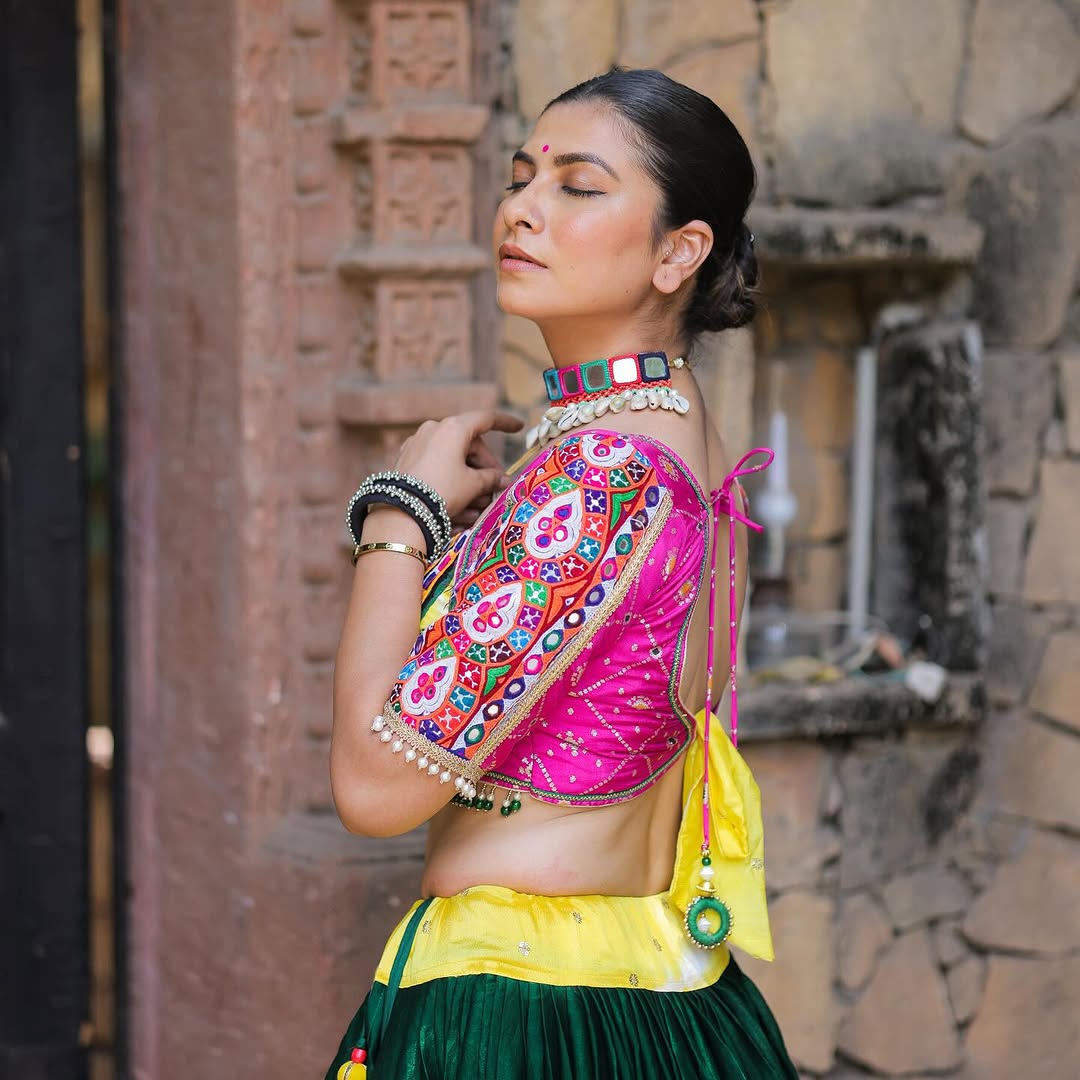 Premium Heavy Muslin Cotton Lehenga Choli with Digital Print & Real Mirror Work