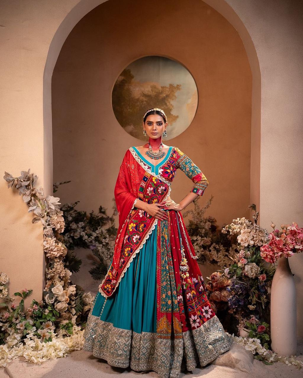 Trending Heavy Flair Muslin Cotton Lehenga Choli with Digital Print & Real Mirror Work