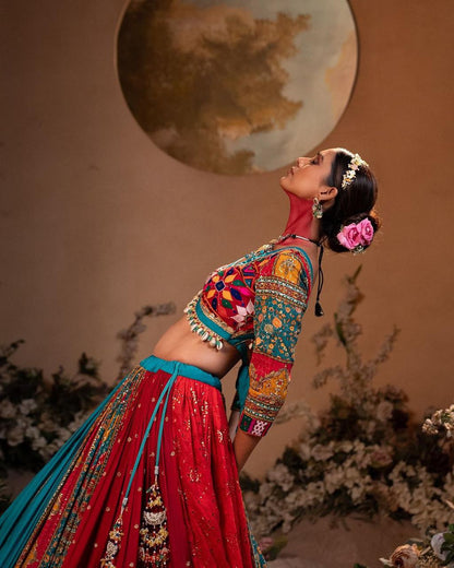 Trending Heavy Flair Muslin Cotton Lehenga Choli with Digital Print & Real Mirror Work
