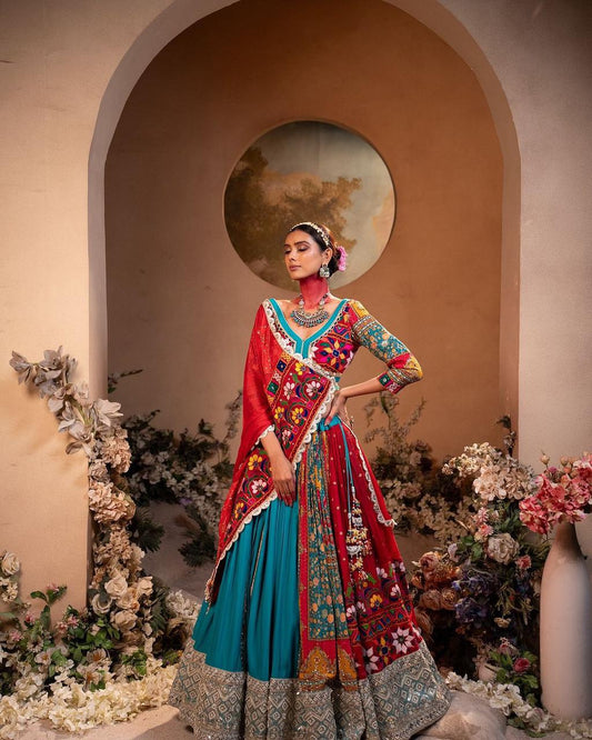 Trending Heavy Flair Muslin Cotton Lehenga Choli with Digital Print & Real Mirror Work
