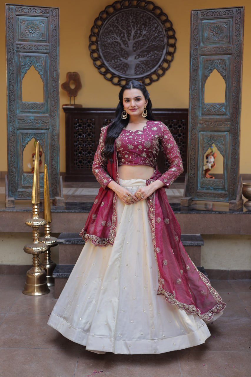 Premium Cosmos Lehenga Choli with Zari & Sequins Embroidery
