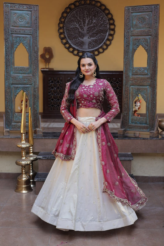 Premium Cosmos Lehenga Choli with Zari & Sequins Embroidery