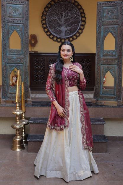 Premium Cosmos Lehenga Choli with Zari & Sequins Embroidery