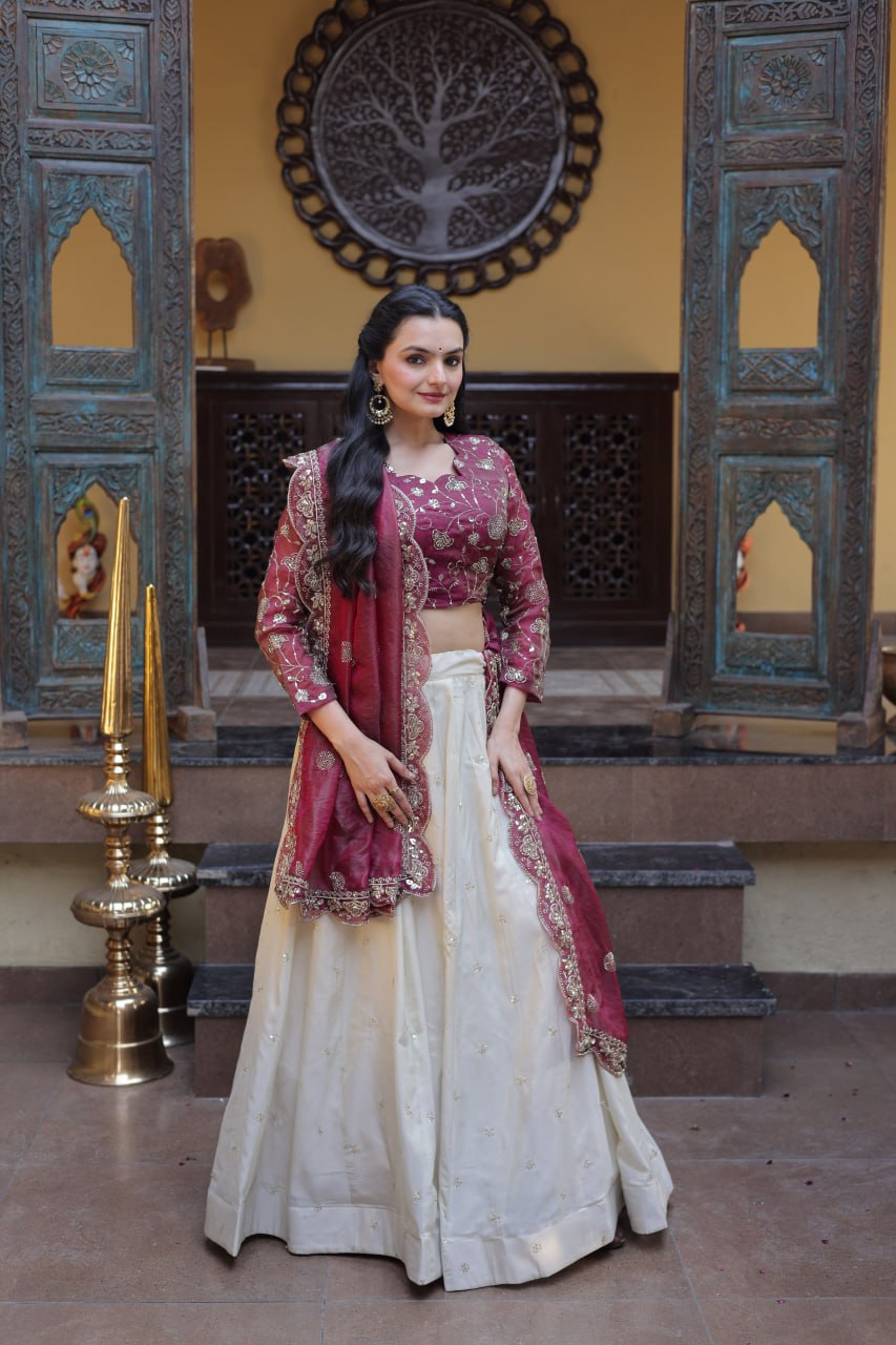 Premium Cosmos Lehenga Choli with Zari & Sequins Embroidery