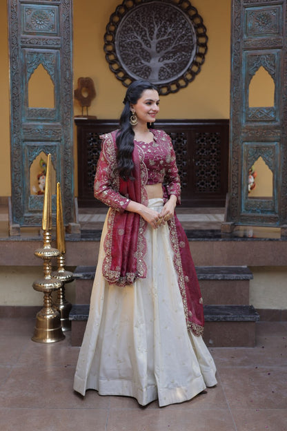 Premium Cosmos Lehenga Choli with Zari & Sequins Embroidery