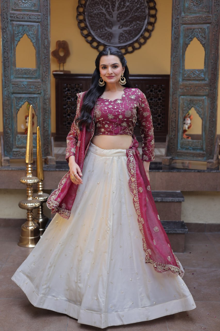 Premium Cosmos Lehenga Choli with Zari & Sequins Embroidery