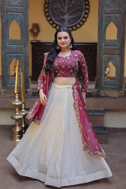 Premium Cosmos Lehenga Choli with Zari & Sequins Embroidery