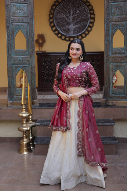 Premium Cosmos Lehenga Choli with Zari & Sequins Embroidery