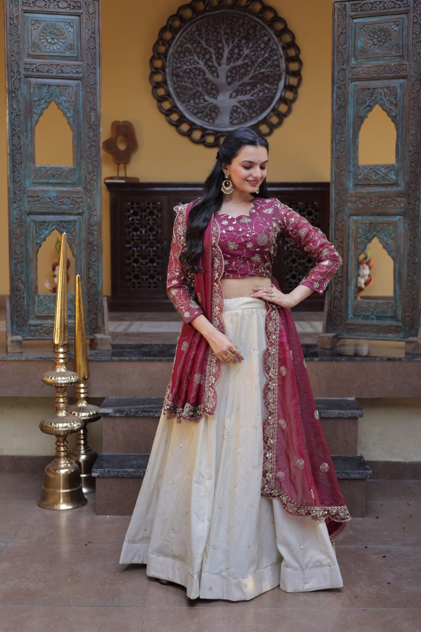 Premium Cosmos Lehenga Choli with Zari & Sequins Embroidery