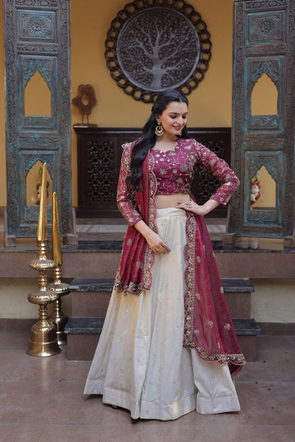 Premium Cosmos Lehenga Choli with Zari & Sequins Embroidery