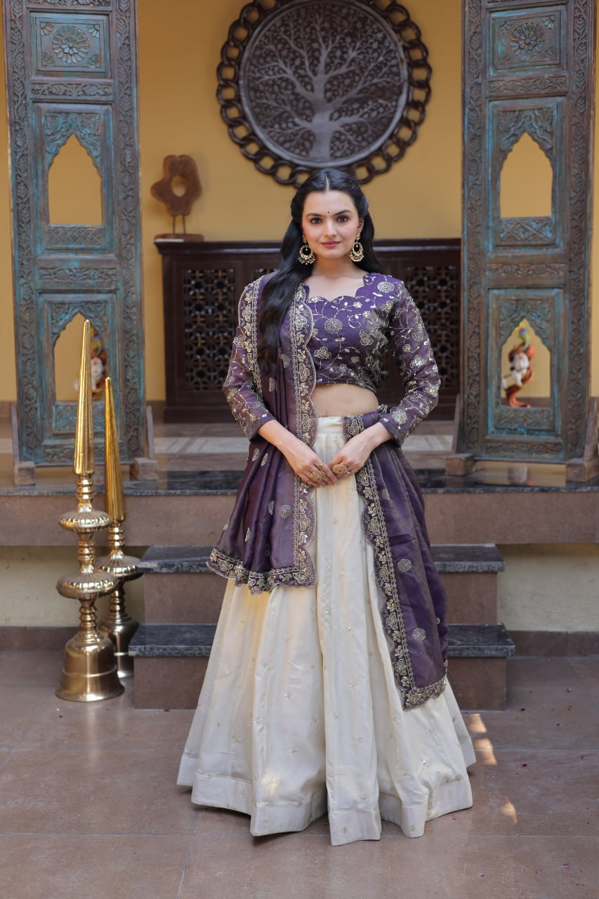 Premium Cosmos Lehenga Choli with Zari & Sequins Embroidery