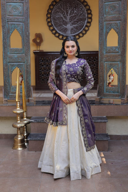 Premium Cosmos Lehenga Choli with Zari & Sequins Embroidery