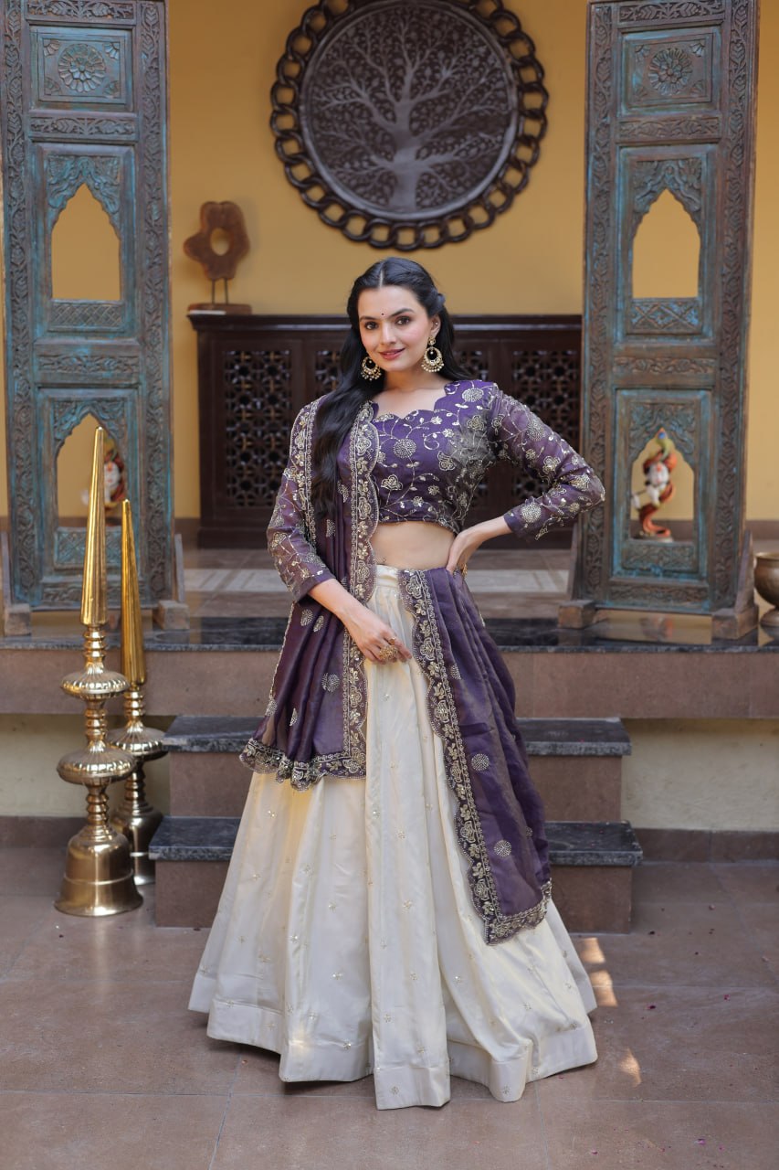 Premium Cosmos Lehenga Choli with Zari & Sequins Embroidery