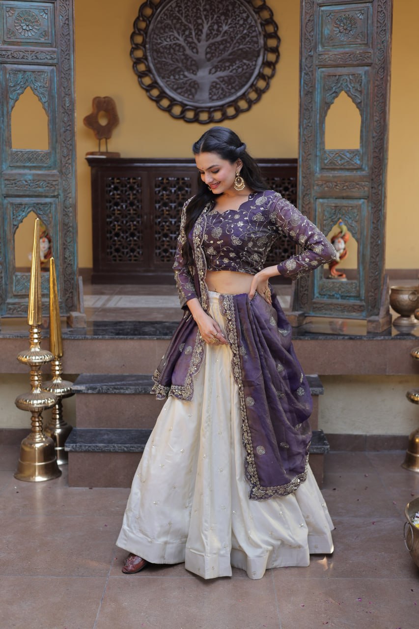 Premium Cosmos Lehenga Choli with Zari & Sequins Embroidery