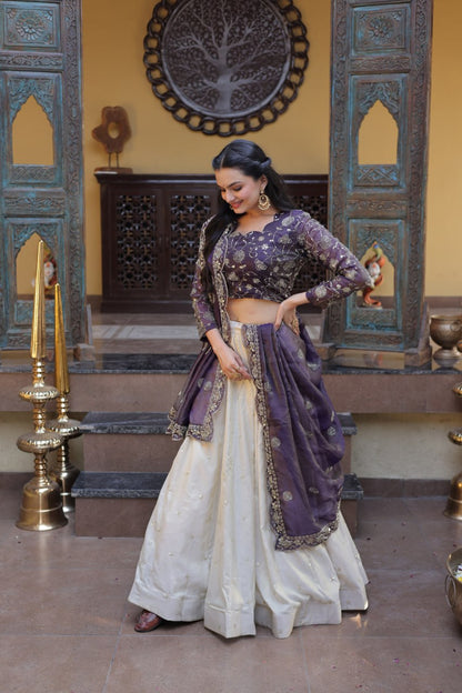 Premium Cosmos Lehenga Choli with Zari & Sequins Embroidery