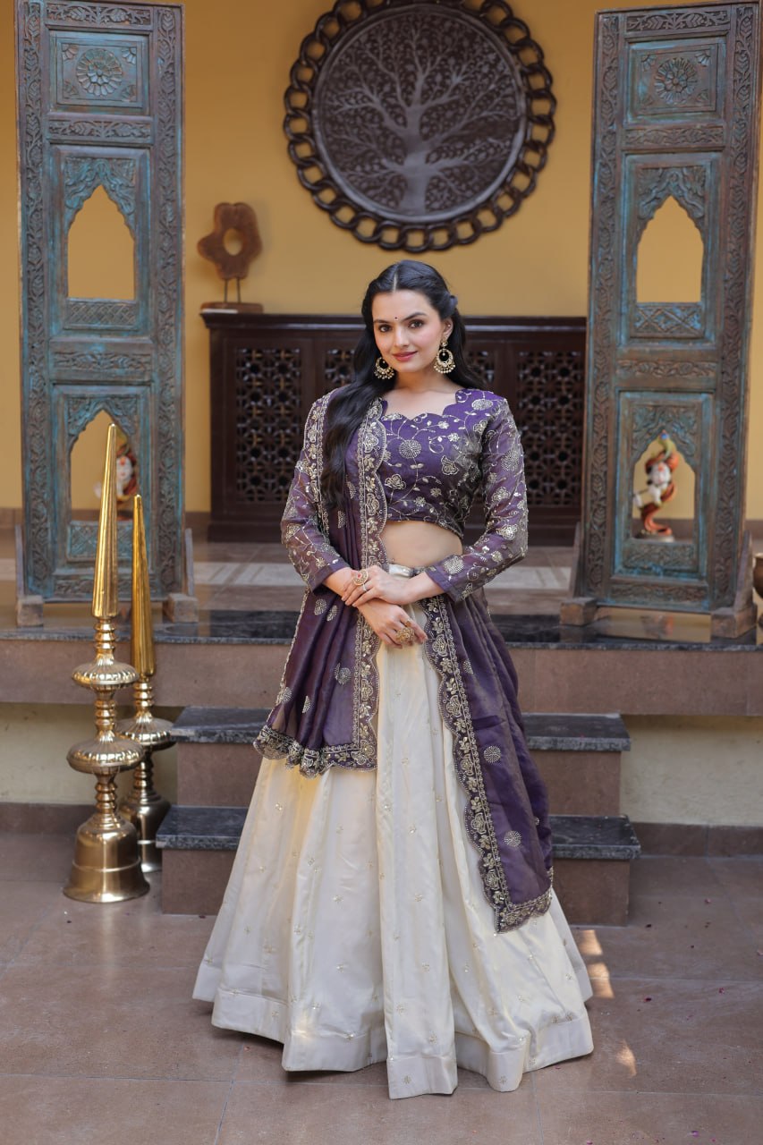 Premium Cosmos Lehenga Choli with Zari & Sequins Embroidery
