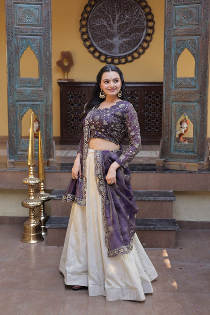 Premium Cosmos Lehenga Choli with Zari & Sequins Embroidery