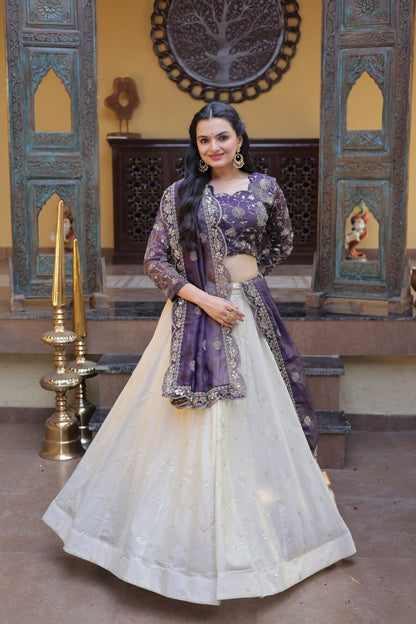 Premium Cosmos Lehenga Choli with Zari & Sequins Embroidery