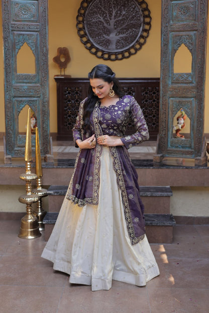 Premium Cosmos Lehenga Choli with Zari & Sequins Embroidery