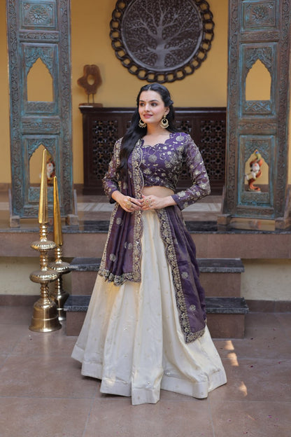 Premium Cosmos Lehenga Choli with Zari & Sequins Embroidery
