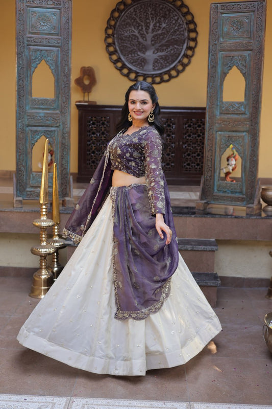 Premium Cosmos Lehenga Choli with Zari & Sequins Embroidery