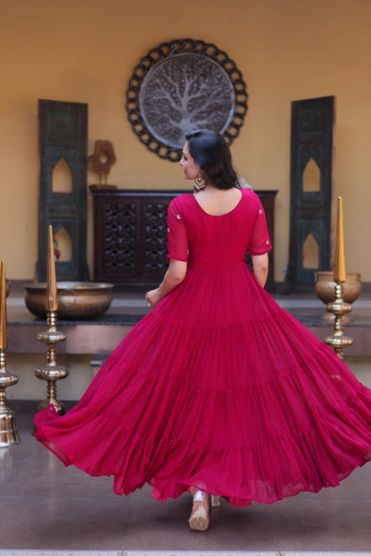 Premium Faux Blooming Designer Gown with Zari & Sequins Embroidery