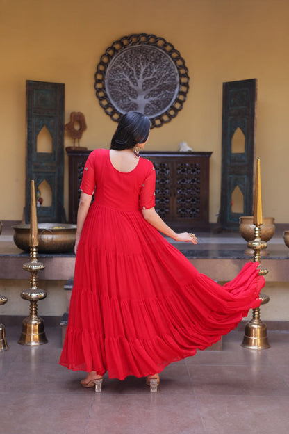 Premium Faux Blooming Designer Gown with Zari & Sequins Embroidery