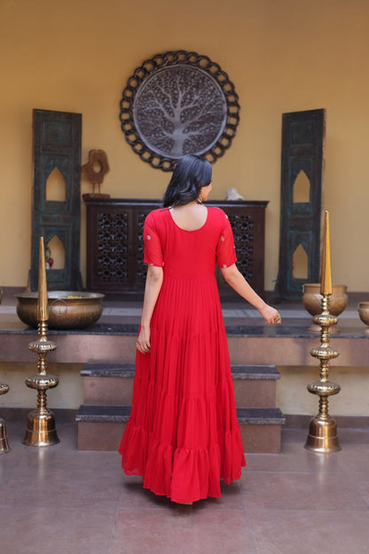 Premium Faux Blooming Designer Gown with Zari & Sequins Embroidery