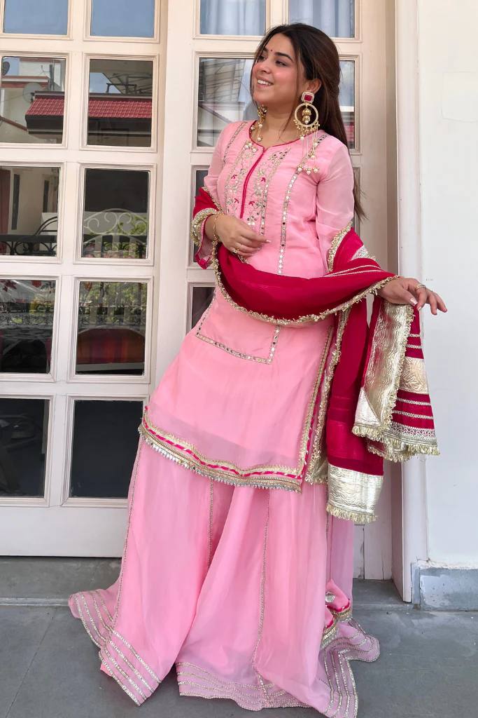 Premium Designer Sharara Suit Set with Heavy Sequins & Zari Embroidery