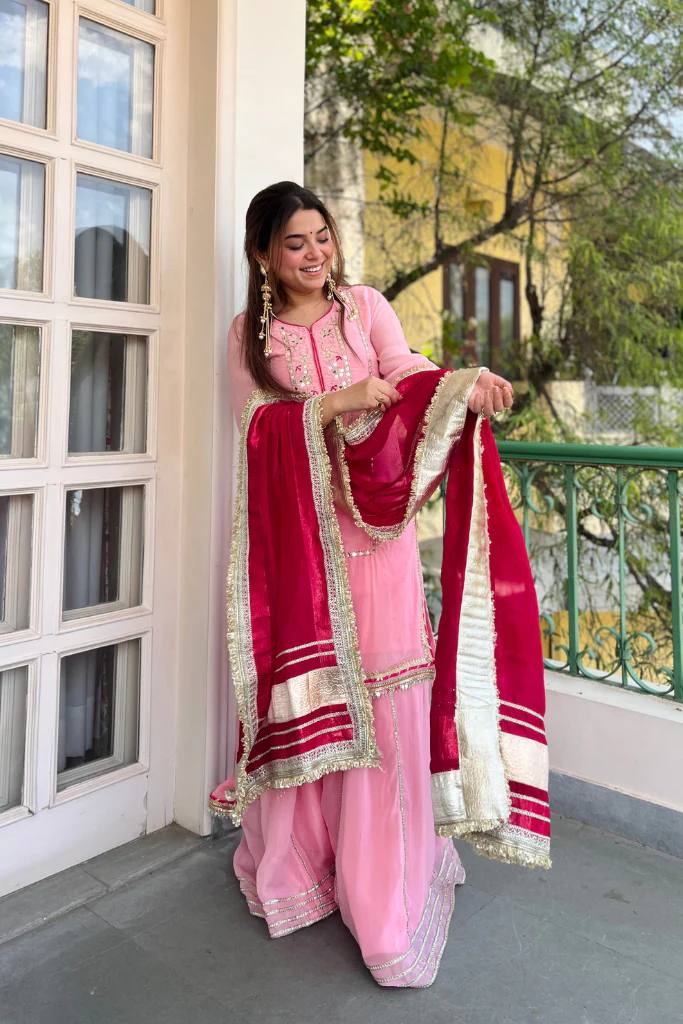 Premium Designer Sharara Suit Set with Heavy Sequins & Zari Embroidery